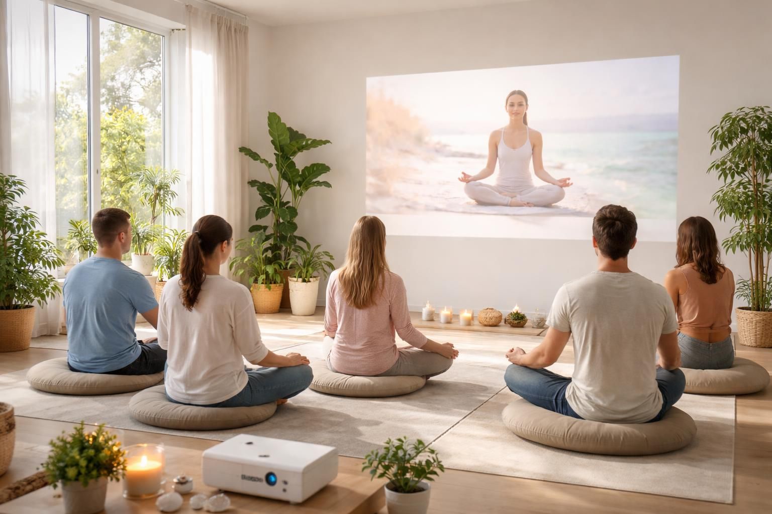 participez à notre atelier bien-être santé avec une séance guidée immersive grâce au mini vidéoprojecteur epson, pour une expérience relaxante et revitalisante.