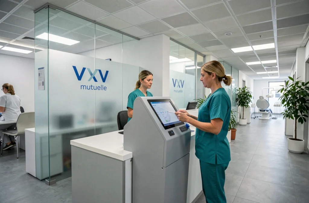 Centre VYV Dentaire à Lorient avec accueil moderne et personnel en scrubs teal